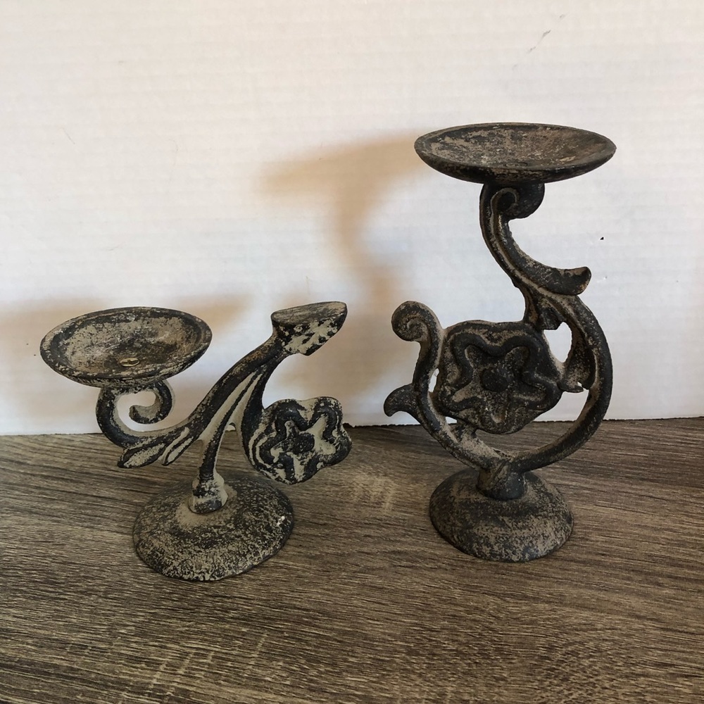 Pair of Vintage Metal Candle Holders